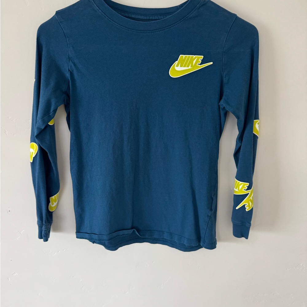 Nike Kids Teal and Yellow Long Sleeve Tee